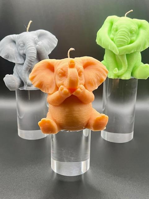 3D Elephant Trio Candles