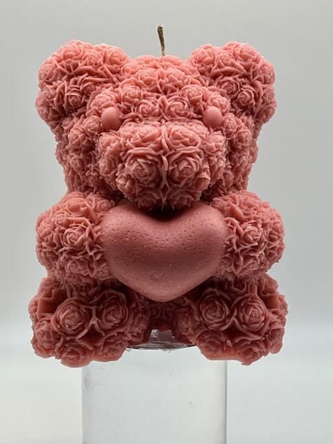 3D Novelty Heart Rose Bear Candle