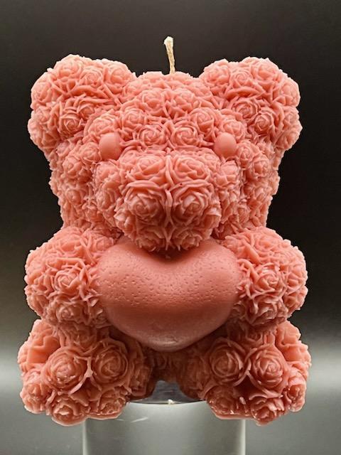 3D Novelty Heart Rose Bear Candle